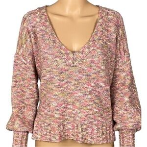 PILCRO/ANTHROPOLOGIE “Deep V Sweater” in color “Spacedye Combo”. Size Small. EUC